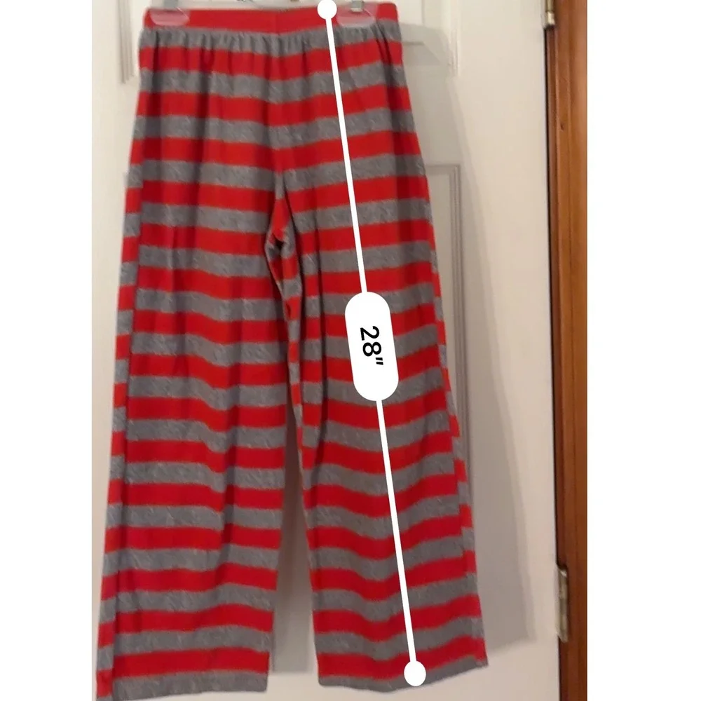 Christmas Pajama Pants Kids Red Gray‎ Striped Holiday Sleepwear- no tags sz 10